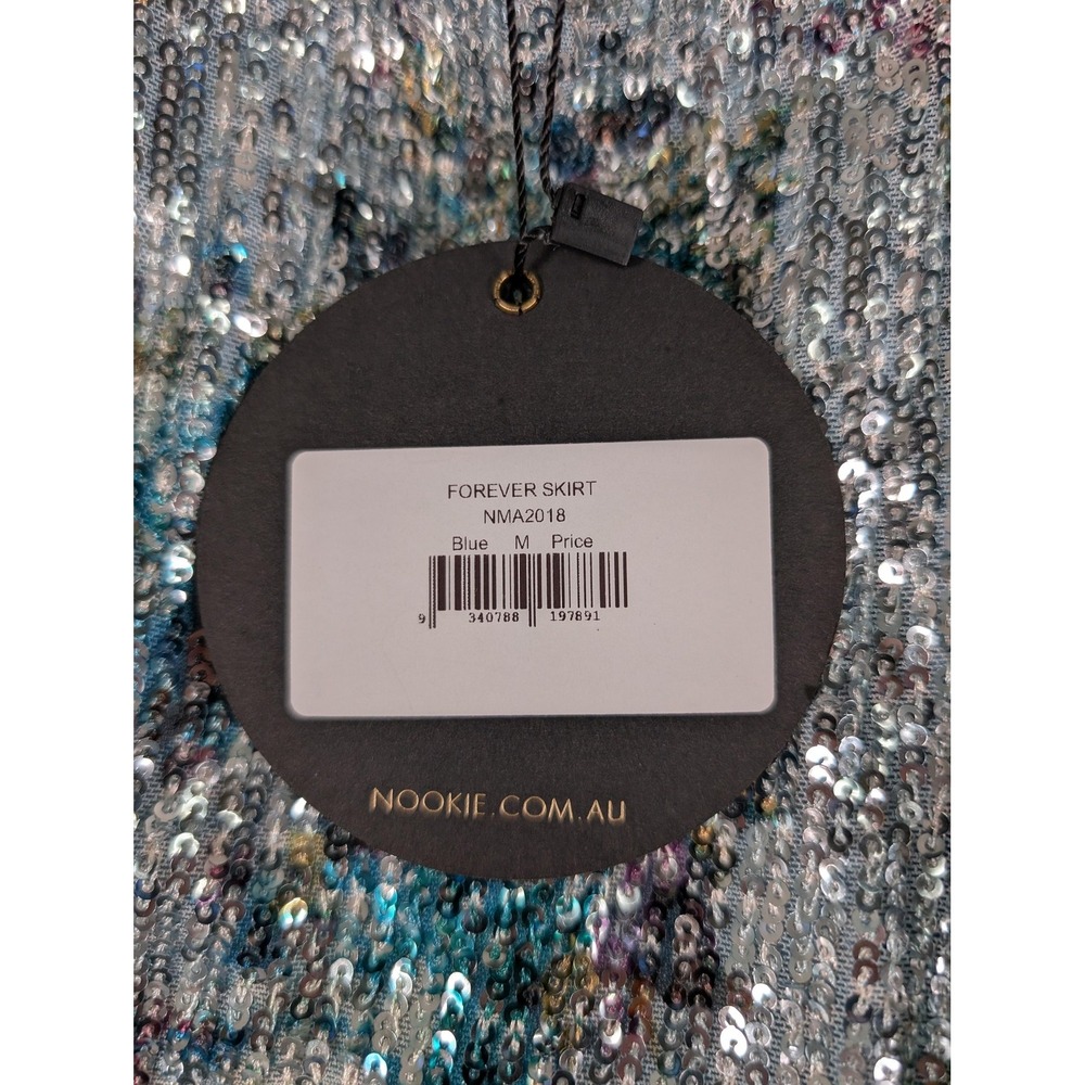 Nookie Forever Skirt Womens Small Blue Sequin Ruched Party Mini Dressy New - Picture 11 of 16